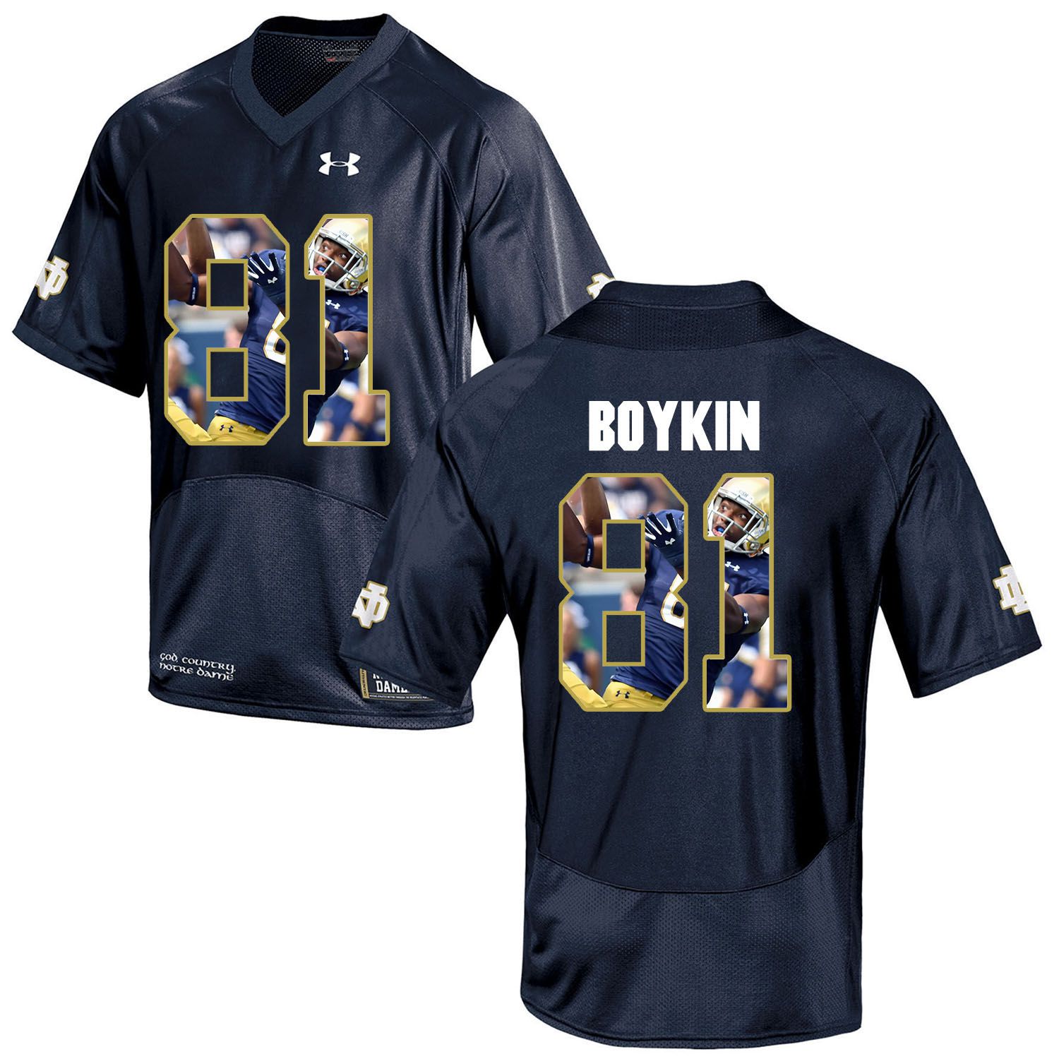 Men Norte Dame Fighting Irish #81 Boykin Navy Blue Fashion Edition Customized NCAA Jerseys->customized ncaa jersey->Custom Jersey